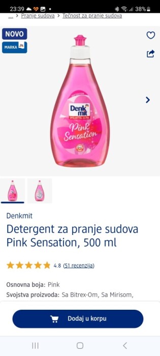 Pink sensation za pranje sudova